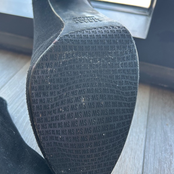 Stuart Weitzman Black Suede Women's Shoes with Zipper Detail - Picture 9 of 9